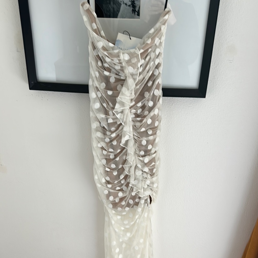 Elegant Strapless Polka Dot Dress